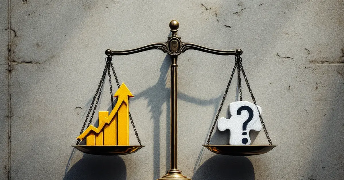 A balanced flat lay showing symbols for advantages and disadvantages of a service.