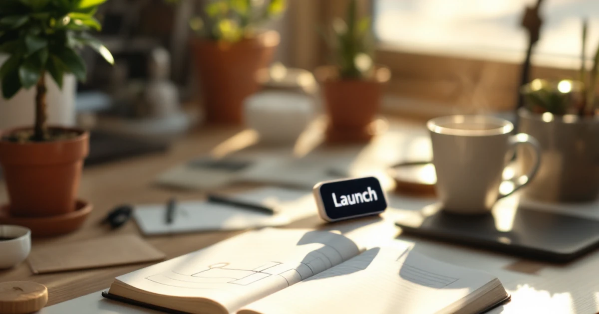 A welcoming desk setup with a notebook and plant, representing an ideal user for budget web hosting.