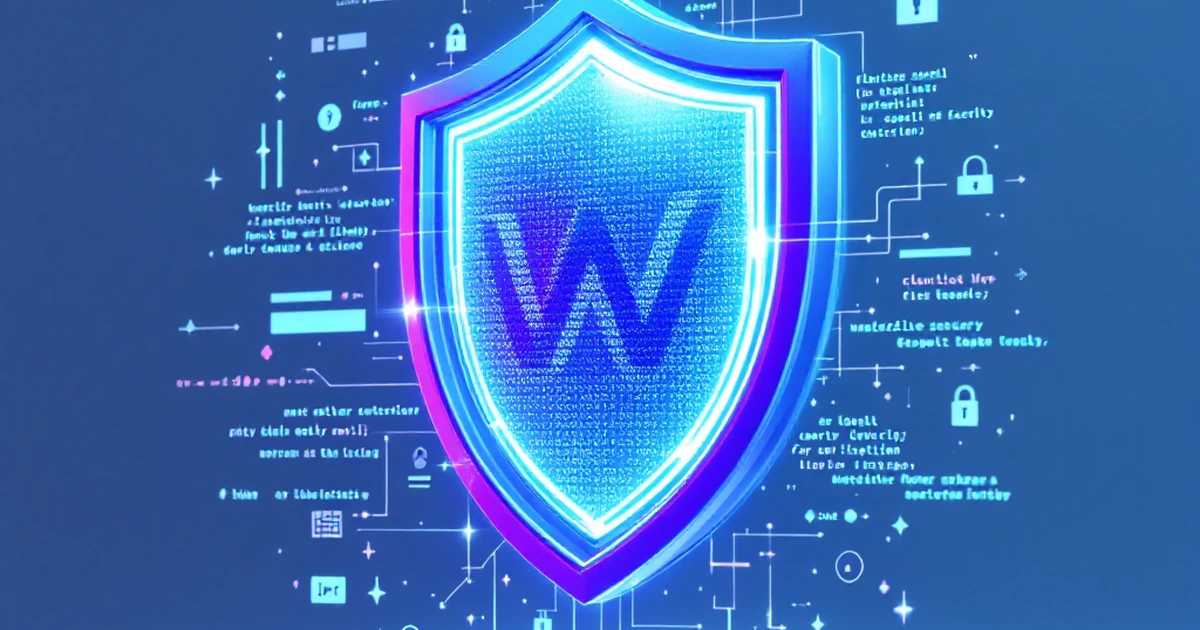 Product photography of Wordfence Security plugin representation with shield and lock.