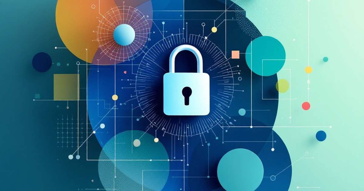 Abstract geometric shapes with digital padlock symbols for mid-range plugins.