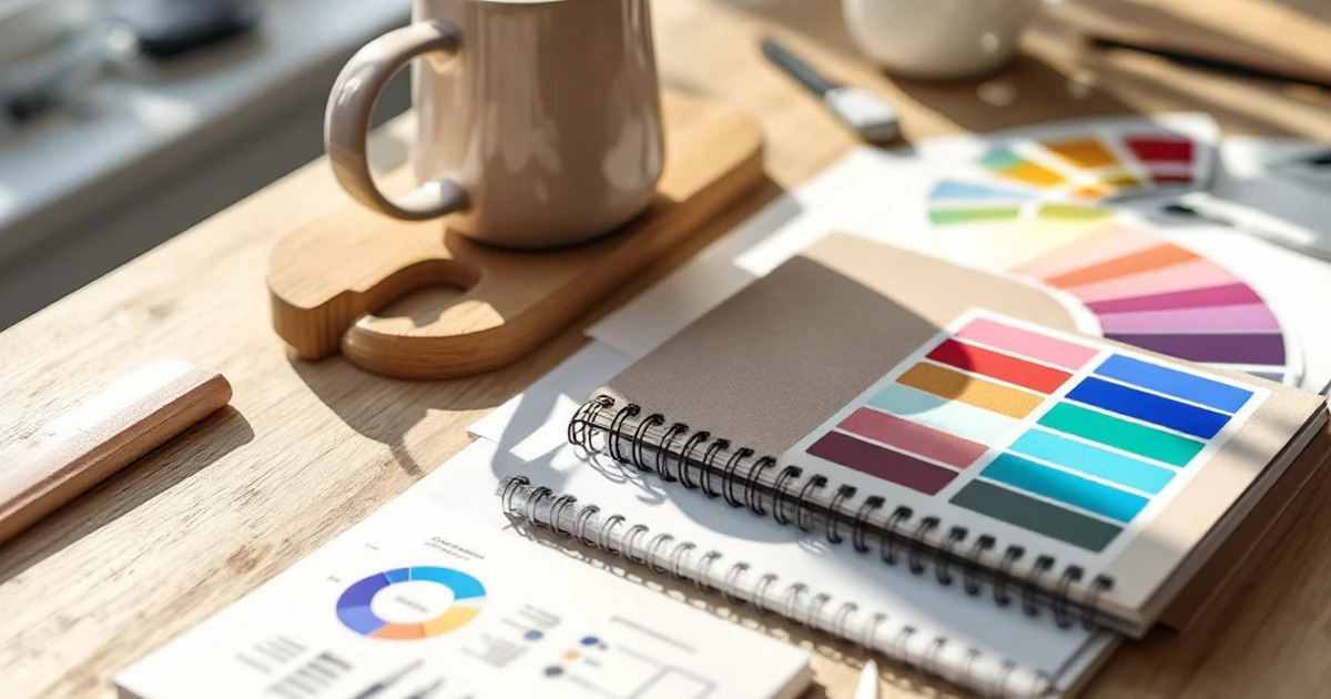 Design tools and sketches on a table for Divi theme users.