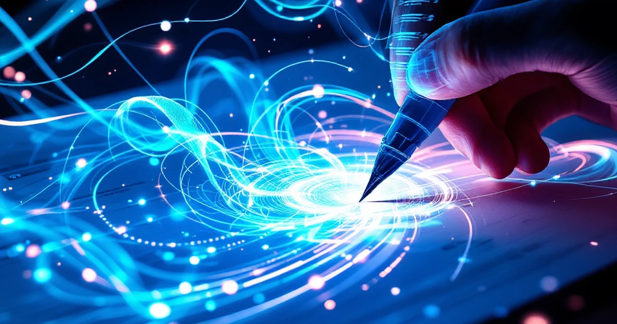 Abstract image of AI-powered editing with swirling lines