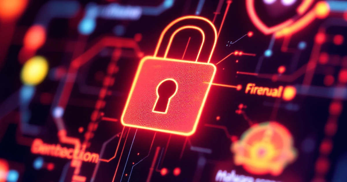 Close-up of WordPress security plugin features with padlock and firewall icons.