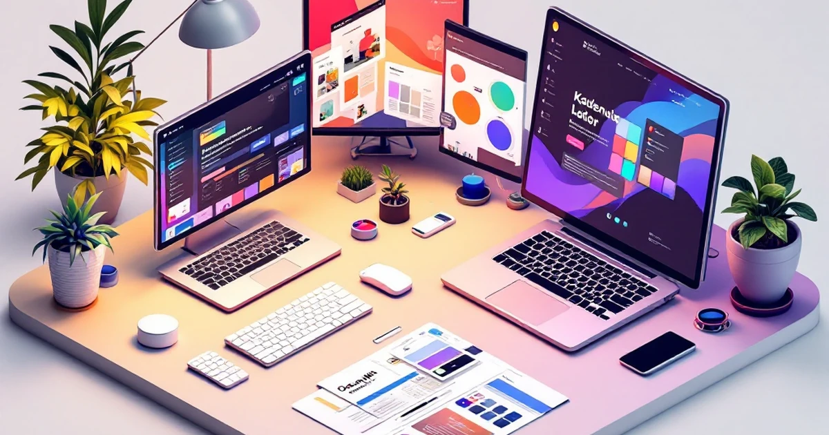 Isometric workspace with Kadence and OceanWP theme design tools.