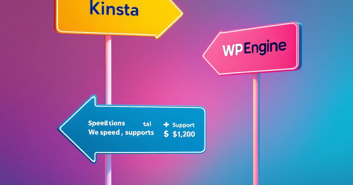 Abstract image with arrows pointing to Kinsta and WPEngine signs, representing decision-making.