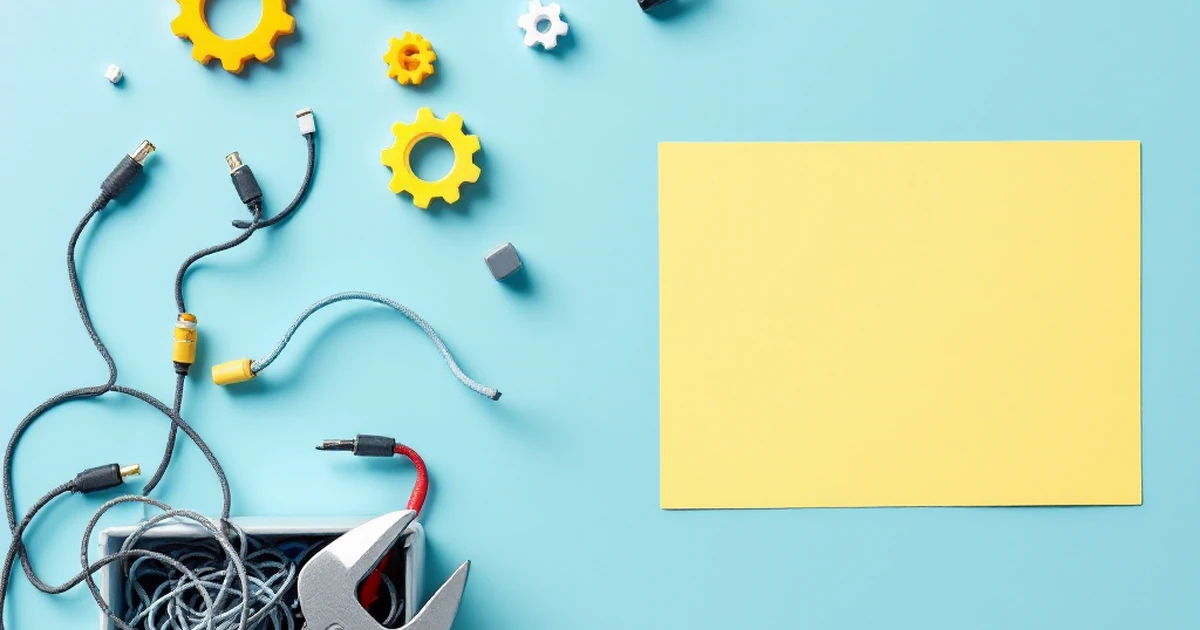 Abstract composition with toolbox and gear icons for SEO troubleshooting.