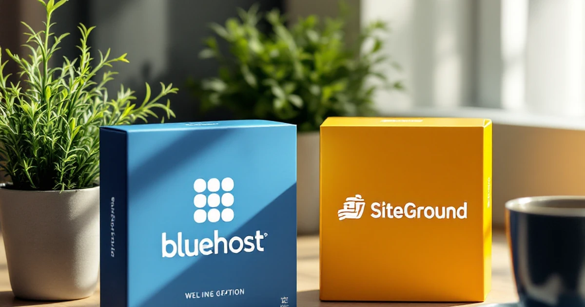 Hosting service packages labeled SiteGround and Bluehost.