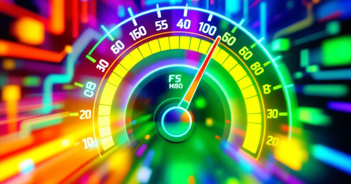 Abstract speedometer graphics representing hosting speeds.