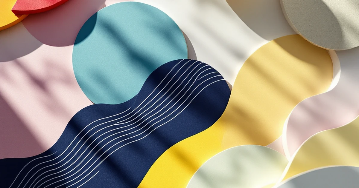 Abstract composition with geometric shapes representing Neve theme design.