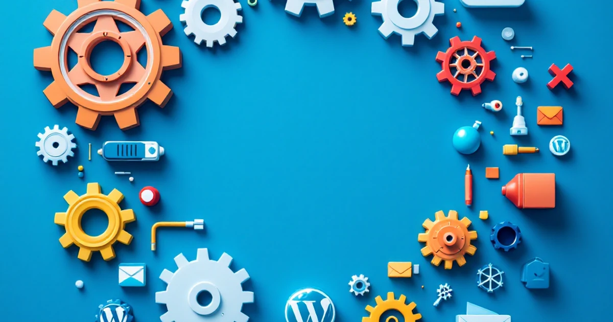 Abstract image of gears and icons representing WordPress troubleshooting.