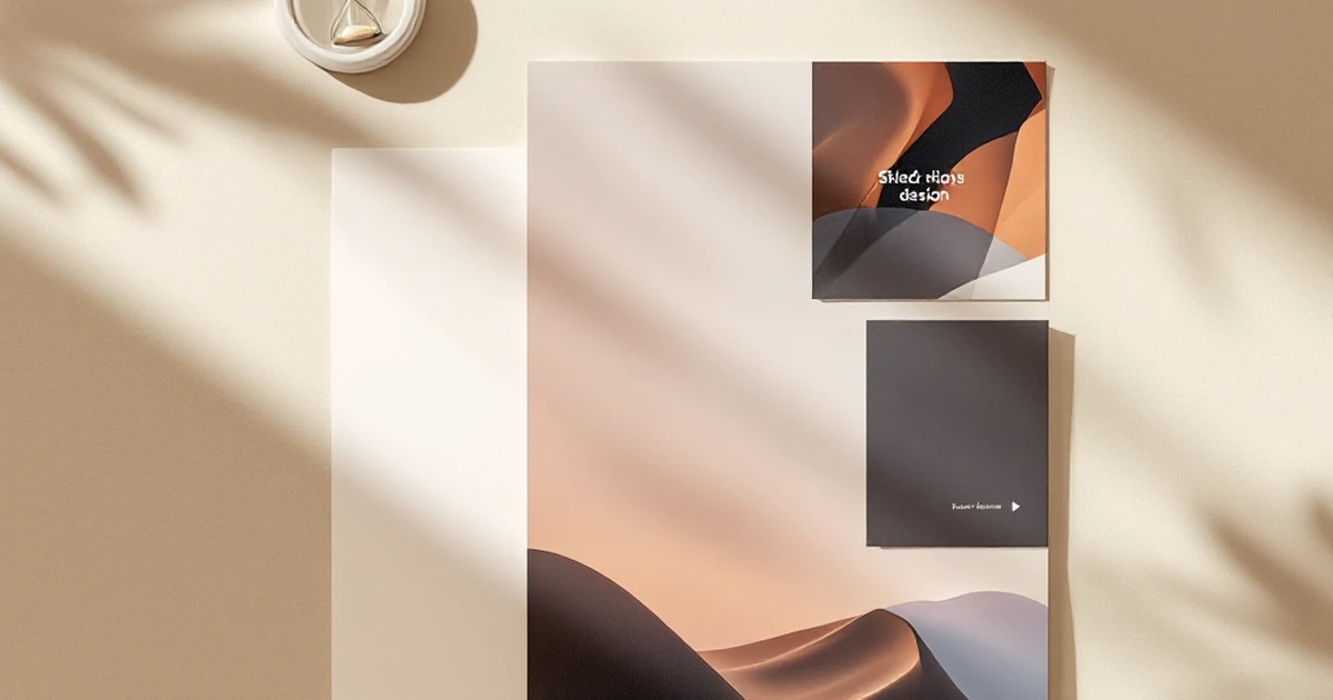 Editorial composition of mid-range theme features with theme icons and pamphlets.