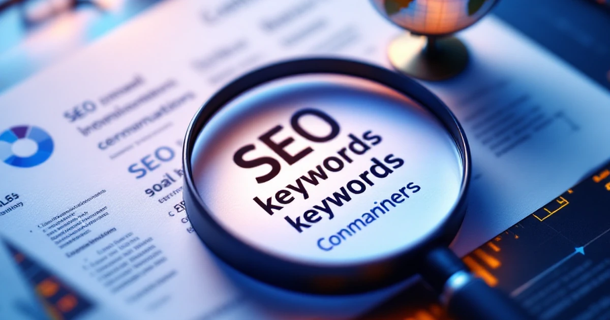 Isometric view of SEO optimization tools on digital workspace.