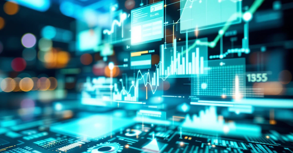 Abstract image of AI performance testing with graphs and charts.