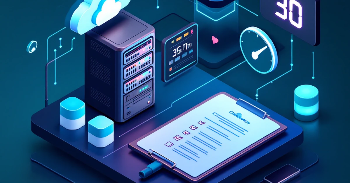 Isometric image depicting server setup process for Cloudways hosting.