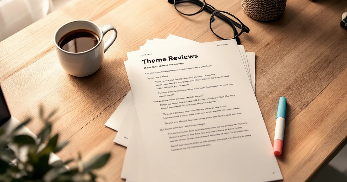 Workspace with theme review notes and highlights.