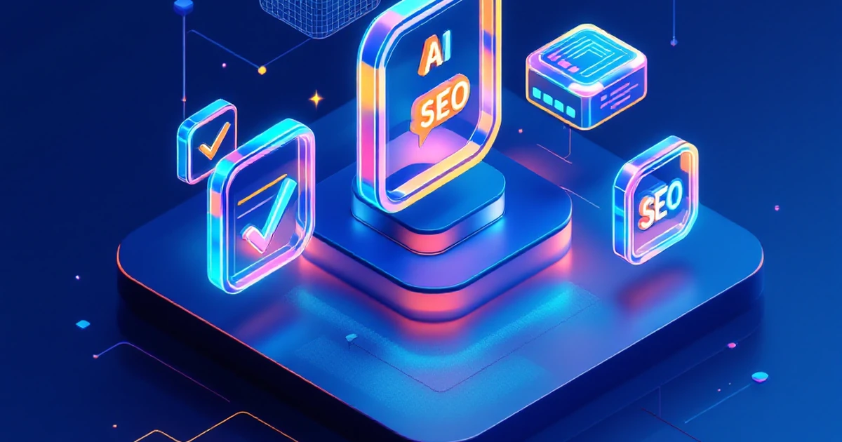 Isometric depiction of WordPress plugin interface with AI features.