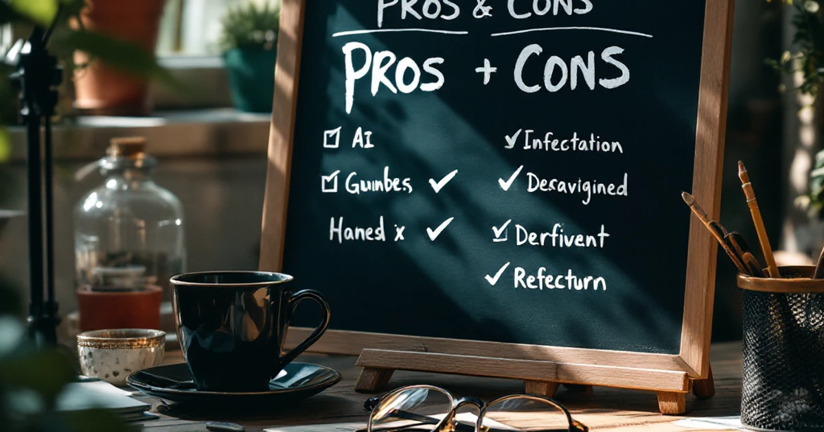 Workspace setup with pros and cons lists for AI plugins.