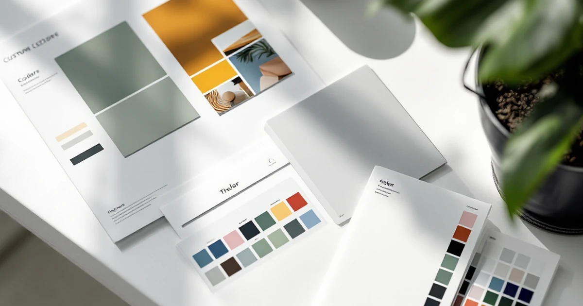 Editorial shot of design customization tools on workspace.