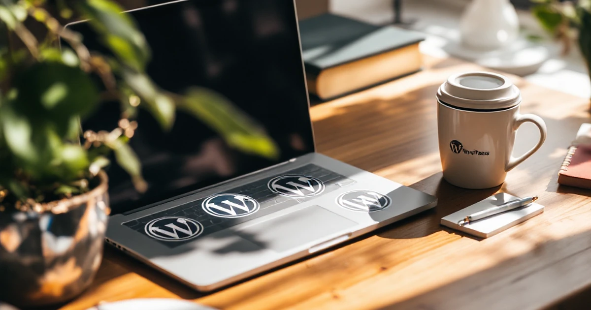 Workspace with laptop and WordPress theme logos for Kadence and OceanWP