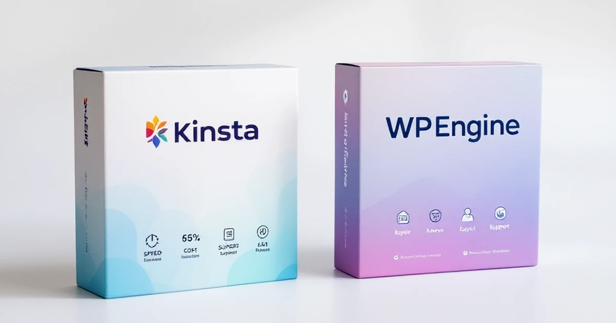 Product image of Kinsta and WPEngine boxes showing hosting features.