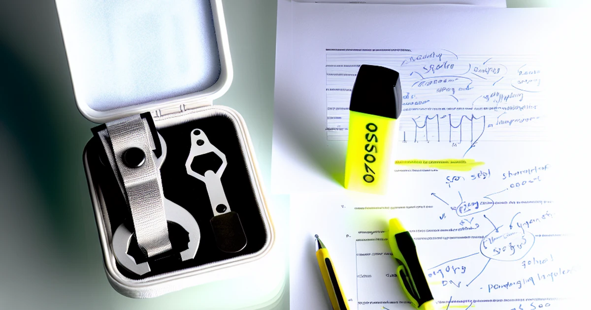 Product photo of troubleshooting tools for WordPress SEO including toolkit, notepad, and graphs.