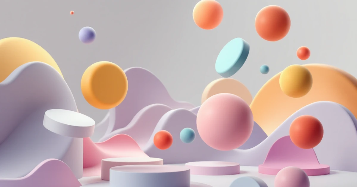 Abstract 3D shapes representing Perfmatters plugin benefits like speed and efficiency.