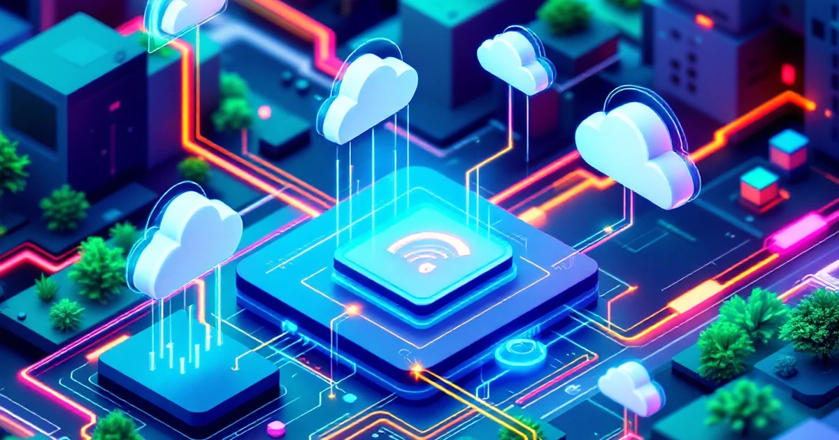 Isometric view of NitroPack setup with cloud icons and speed lines.