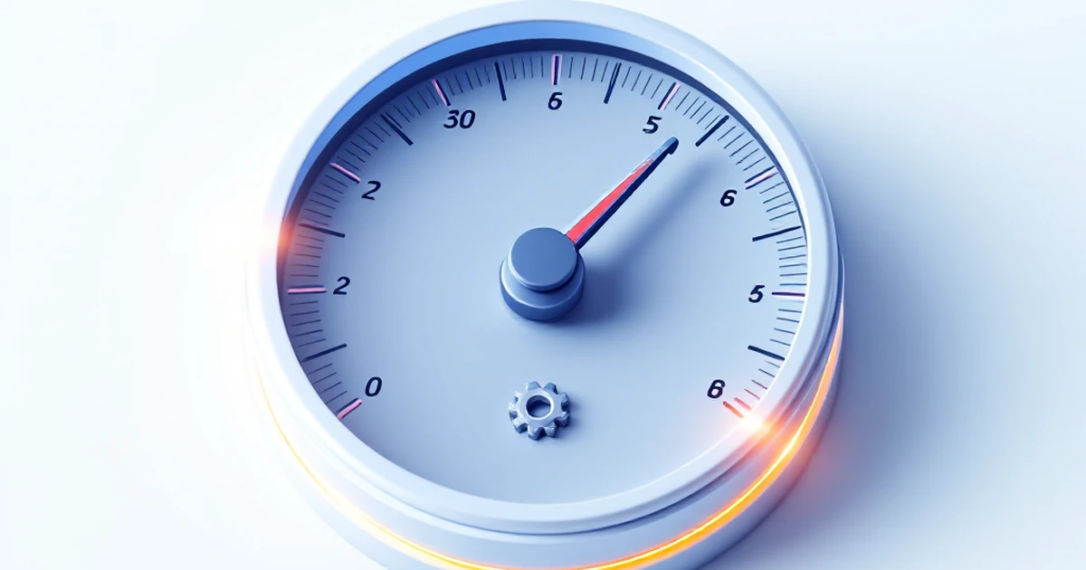 Isometric speedometer gauge representing performance