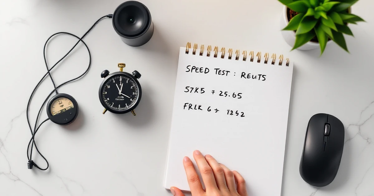 Workspace with stopwatch and notepad for performance testing