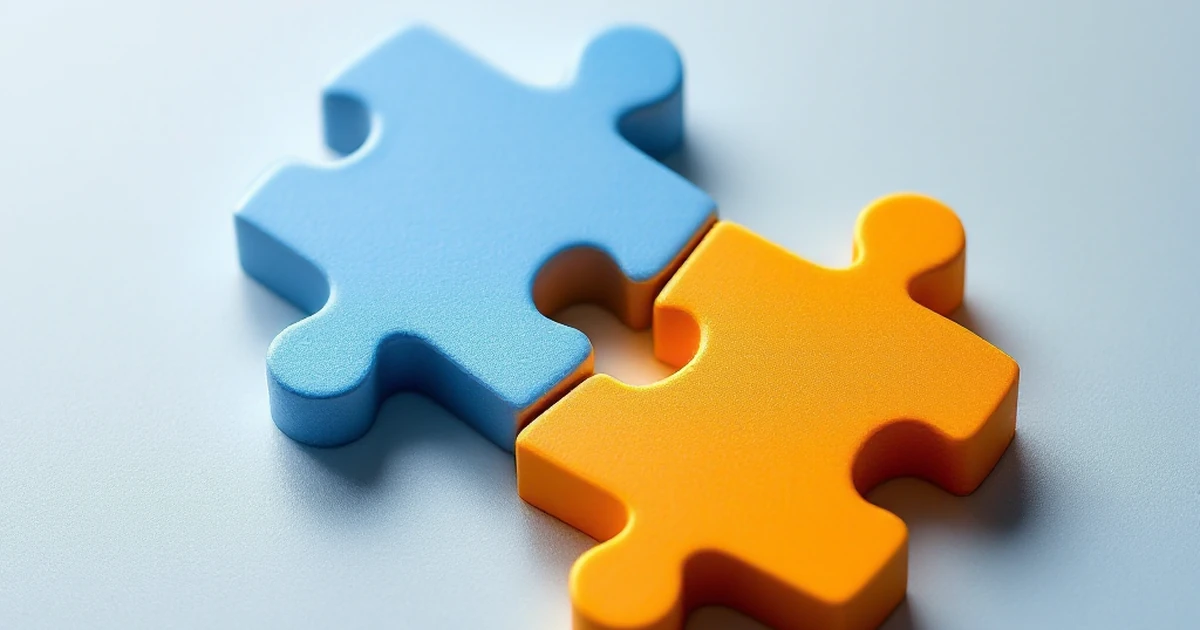 Two puzzle pieces representing different features