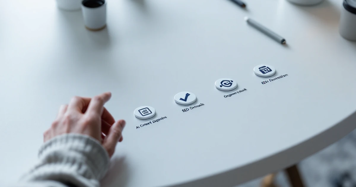AI-enhanced WordPress features with digital icons.