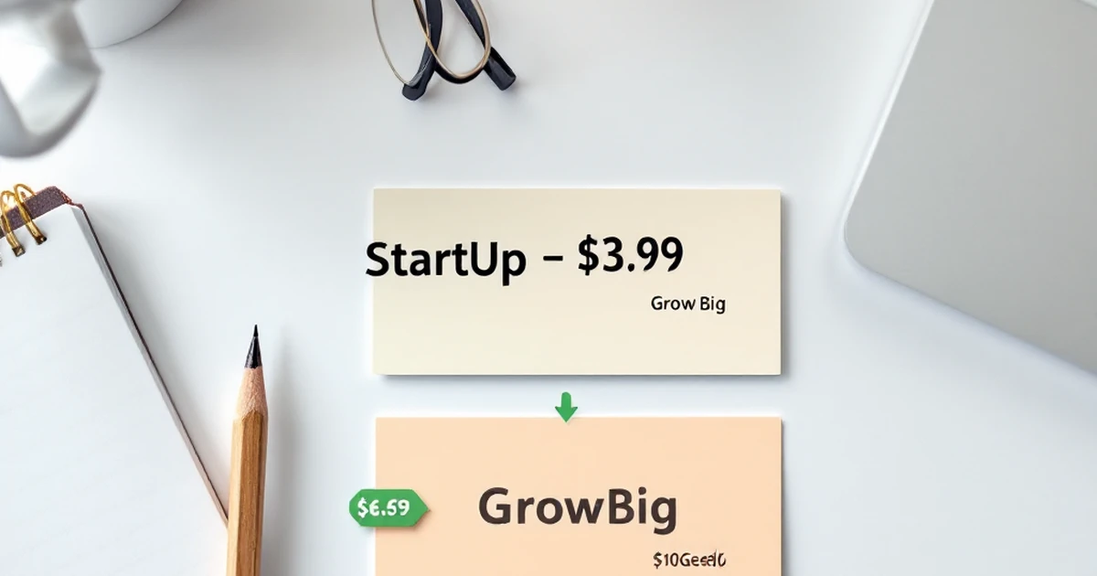 Workspace with three hosting plan cards and a green arrow pointing to the StartUp card
