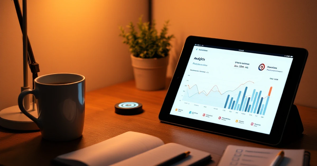 A targeted workspace for a website owner with analytics, a checklist, and coffee, representing who should buy the plugin.