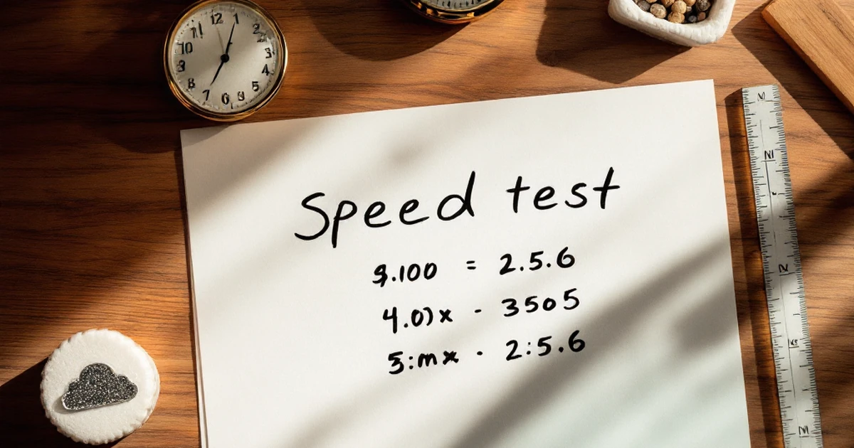 Stopwatch and glass cloud icon on a desk for speed comparison