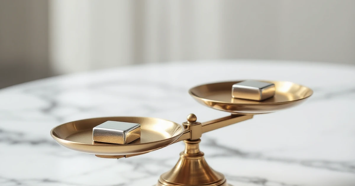 A close-up photo of a balanced brass scale, representing a final comparison and verdict between two options.