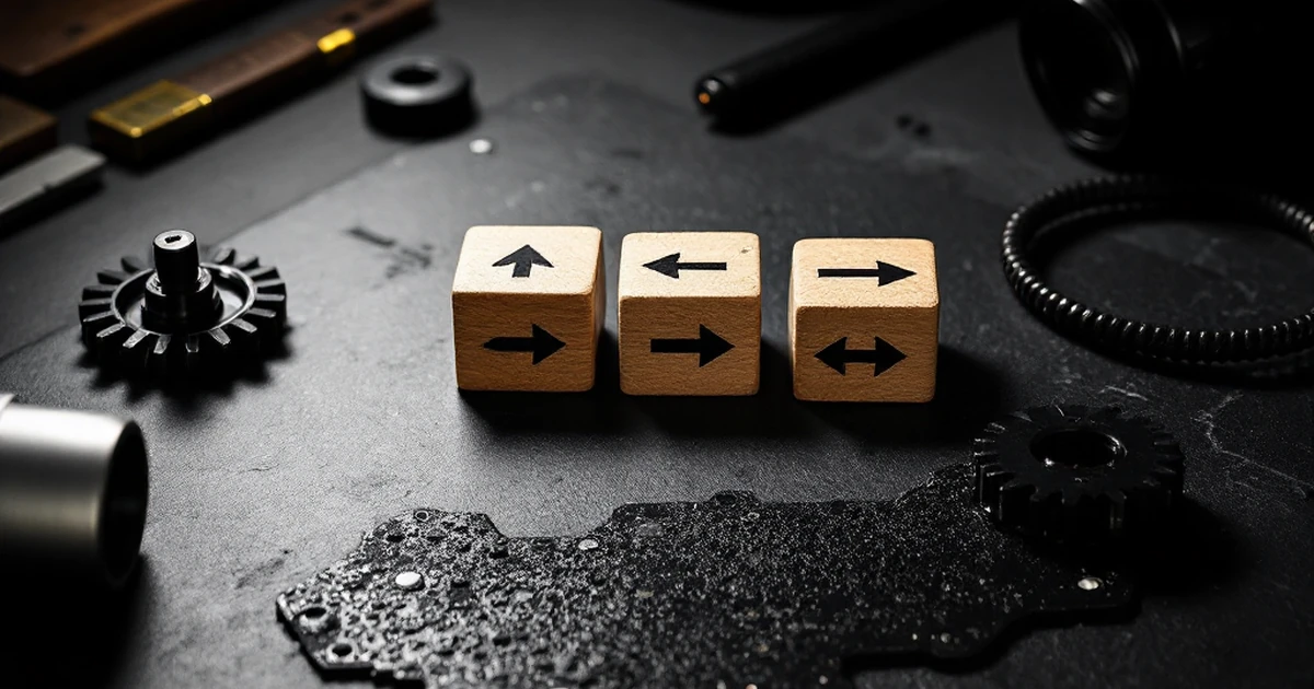 Wooden blocks and gears representing mid-range speed tools