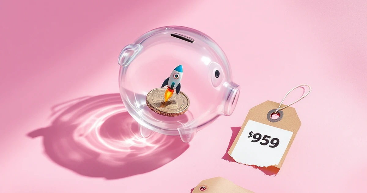 Piggy bank and price tag representing budget speed tools