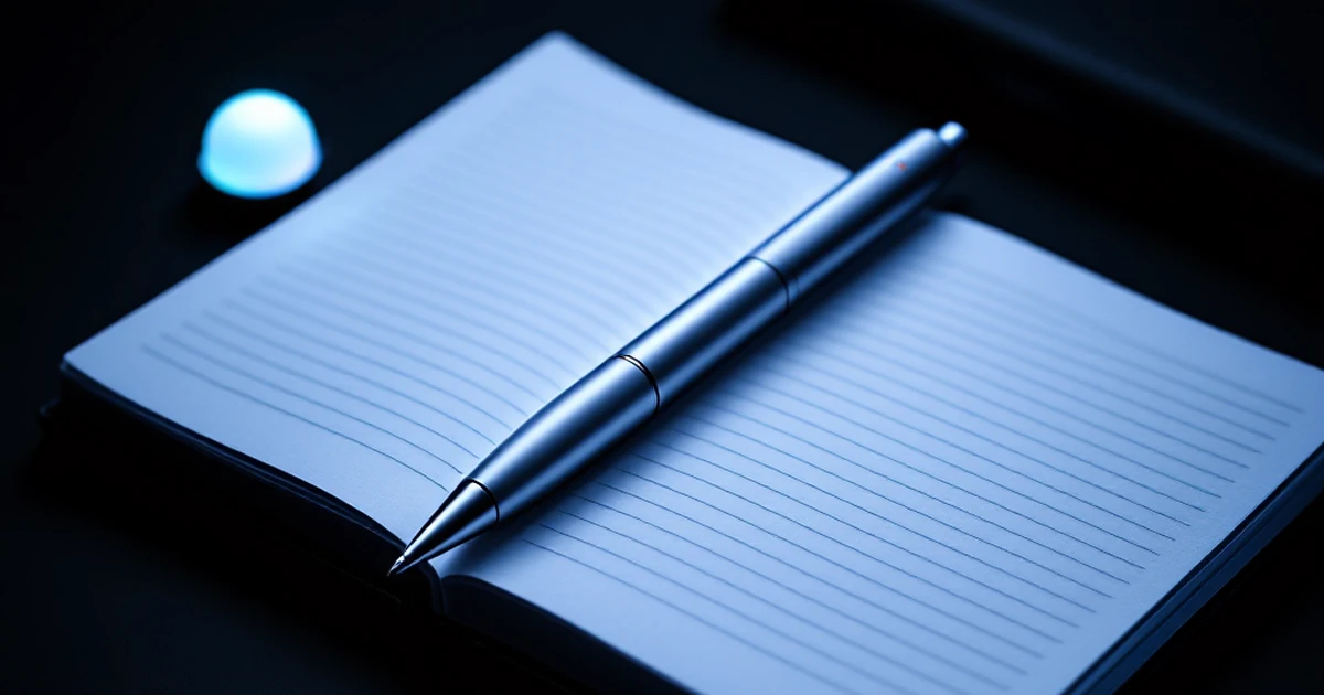 Smart pen and glowing orb representing AI writing technology