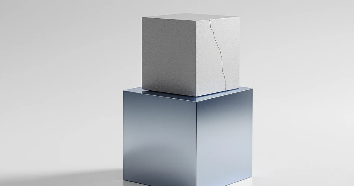 Abstract image comparing a simple gray block to a premium silver block, symbolizing hosting choices
