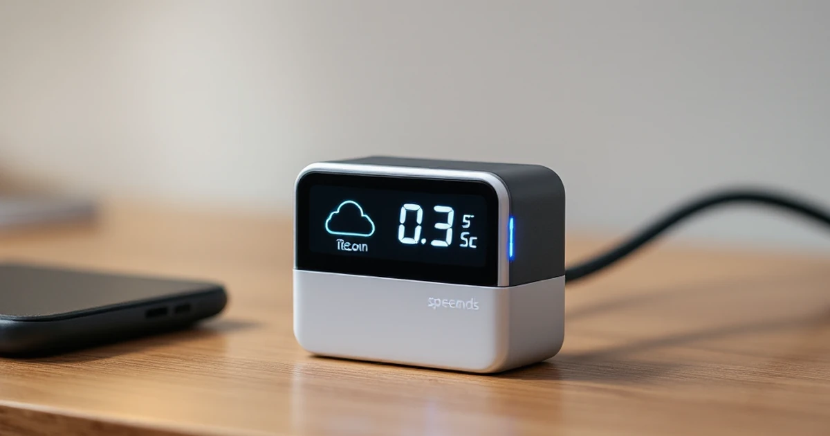 Speed test equipment with timer and cloud icon for hosting performance