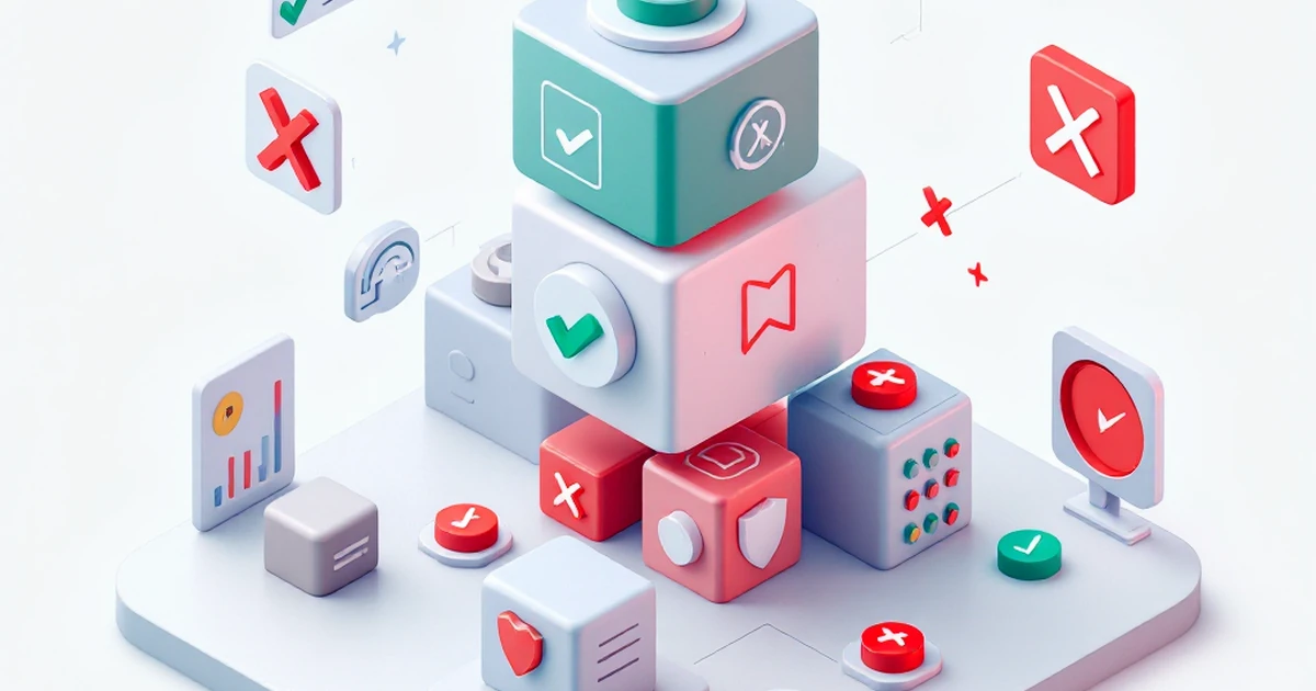Isometric blocks showing hosting features with checkmarks and shields
