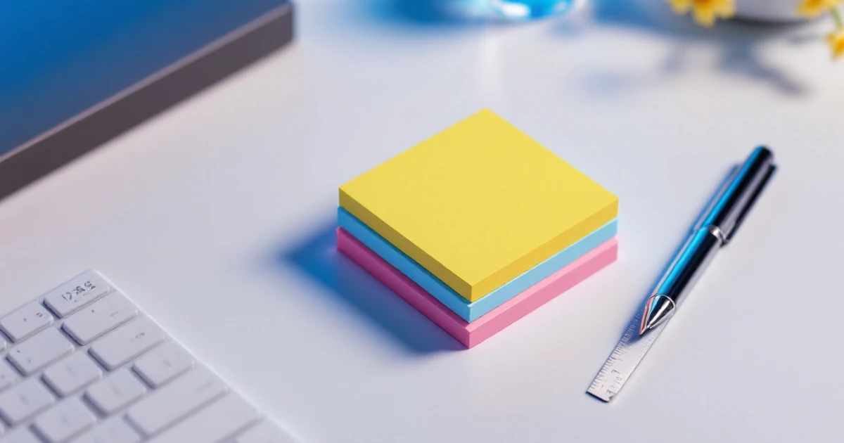 Isometric desk setup with timer and sticky notes for Astra performance testing